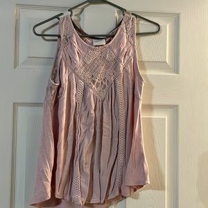 Blush pink tank, beautiful lace detail
